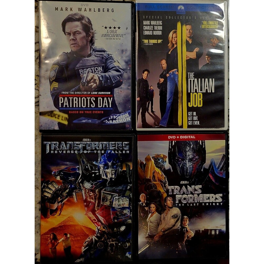 DVD 4PK: PATRIOTS DAY, THE ITALIAN JOB, TRANSFORMERS:LAST KNIGHT & RVNG OF FALN!